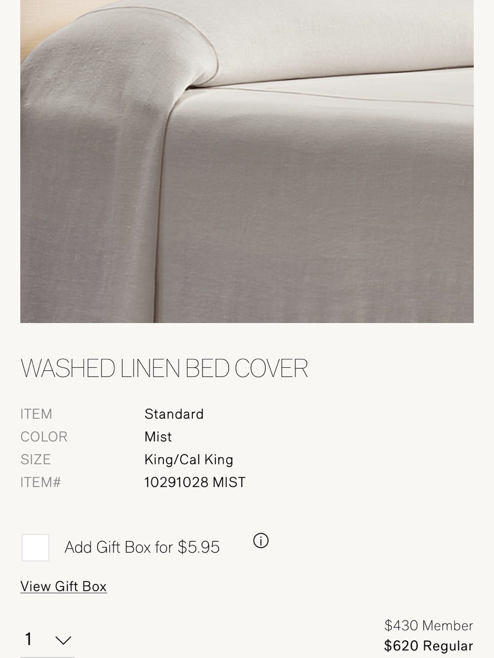 Restoration Hardware Washed Linen Duvet Cover in Mist